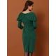 thumbnail image 4 of Vestido Midi de Manga 3/4 para Mujer Vestido de Cintura Alta con Cremallera Invisible Trajes para Mujer Vestido de noche Verde XS, 4 of 6