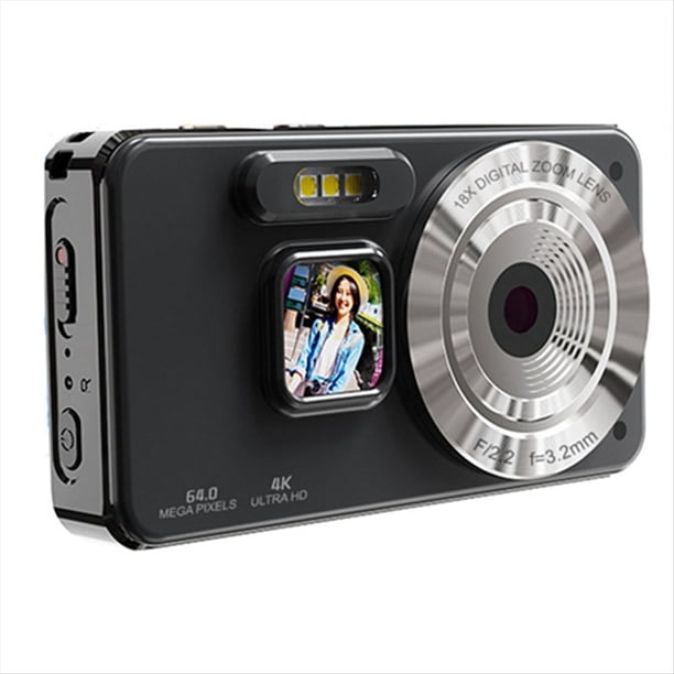 Cámara Digital para Niños, Negra, 4K, 30 Fps, HD, Grabadora de Video, Luces de Relleno, 2000 MAh, Grabación de Larga Duración, Tipo C, Función OTG.