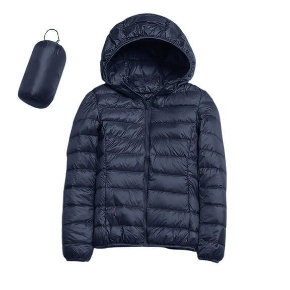 Zshosam Women's Packable Down Jacket Lightweight Puffer Jacket Hooded Winter Coat(Navy,M)