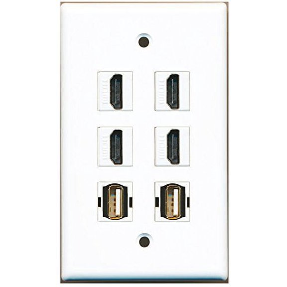 RiteAV - 4 HDMI 2 Port USB A-A Wall Plate