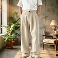 thumbnail image 2 of CONZONE Mens Baggy Pants Wide Leg Pants for Men Trendy Buttons Solid Soft Casual Joggers Pant With Pockets, 2 of 4
