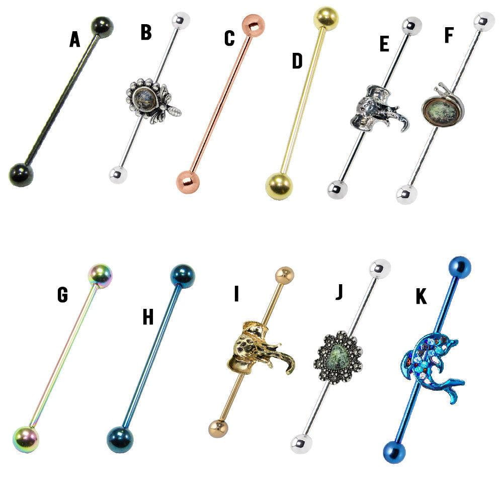 Industrial Barbell Jewelry 14G 38mm Ear Barbell Ring Body Piercing
