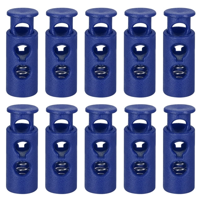 Unique Bargains 30Pack 4mm Cord Lock Plastic Double Hole Spring Toggle Stoppers, Dark Blue