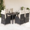 thumbnail image 1 of vidaXL 7 Piece Garden Dining Set with Cushions Black Poly Rattan, 1 of 5