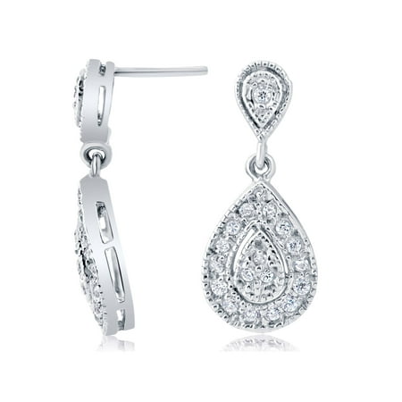 1/2ct Pear Shape Dangle Diamond Earrings 10K White Gold
