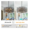 thumbnail image 4 of 23.6''Farmhouse Chandeliers Rustic Drum Pendant Light for Dining Room,6-Light Industrial Metal Hanging Light Fixture, Retro Wood Texture Interior E12, 4 of 7