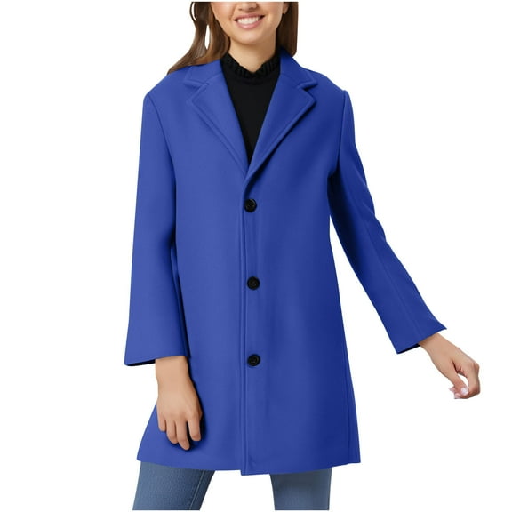 Inleife Women's New Fashionable Coats Solid Color Lapel Double Buckle With Pockets Woolen Coat Jacket
