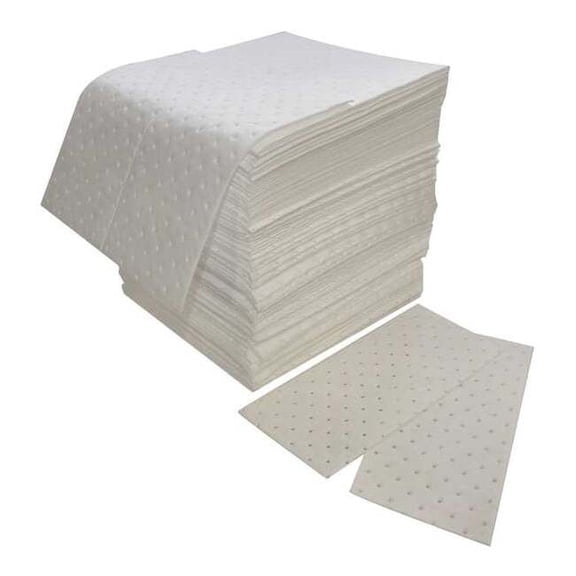 Spilfyter Sorbent Pad, 32 gal, 16 in x 18 in, Oil, White, Polypropylene Z-75