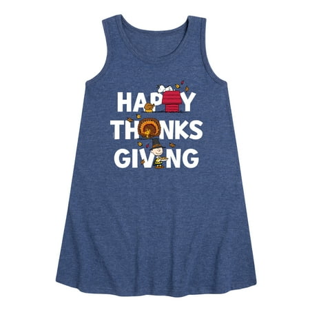 

Peanuts - Happy Thanksgiving Icons - Toddler and Youth Girls A-line Dress