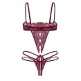 thumbnail image 2 of KISSGAL Sexy Lingerie for Women with Underwire One Piece Lace Bodysuit Deep V Crotchless Lingerie Underwear, 2 of 5