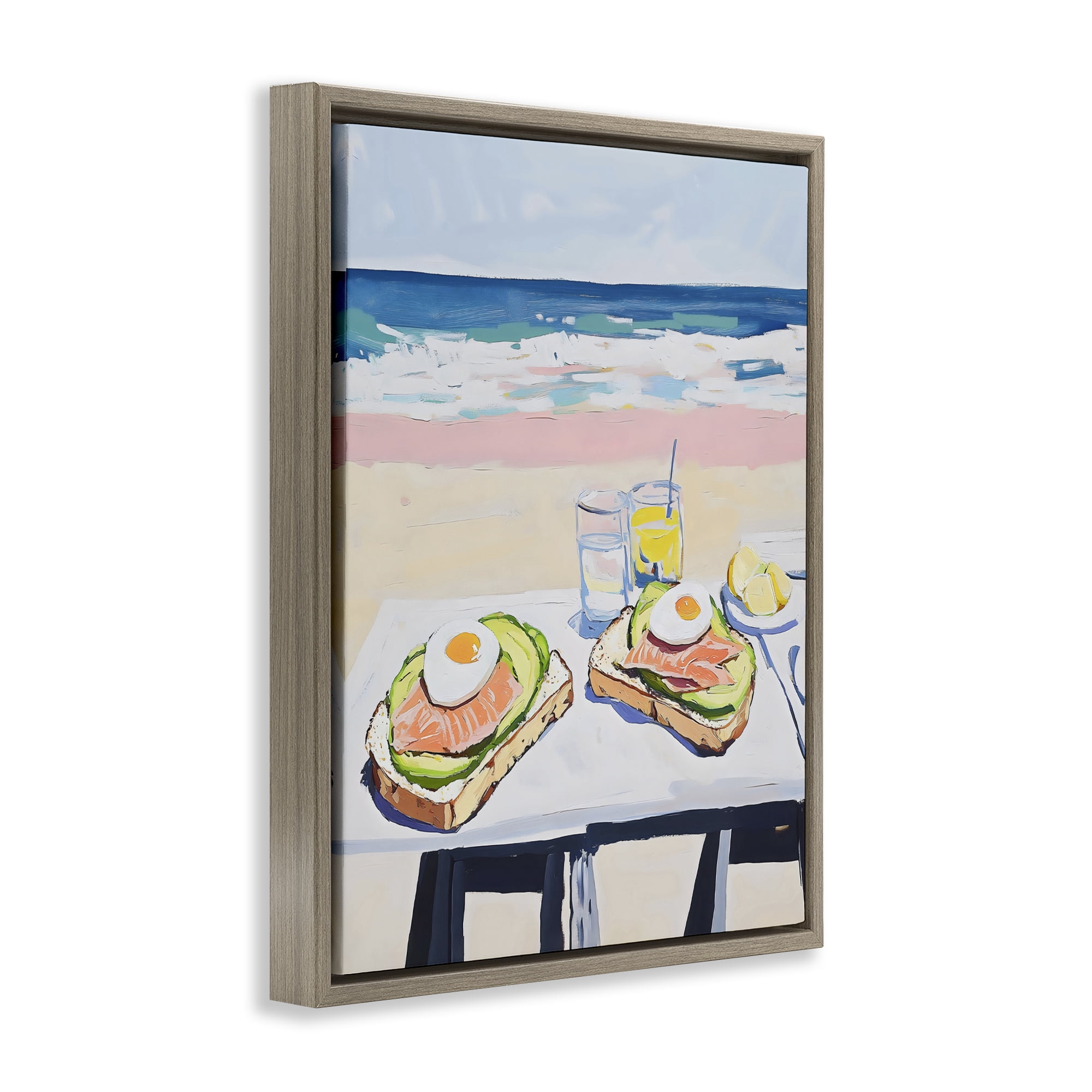 Stupell Industries Avocado Toast at Beach Brown Framed Floater Canvas Wall Art, design by The Prints Vibe