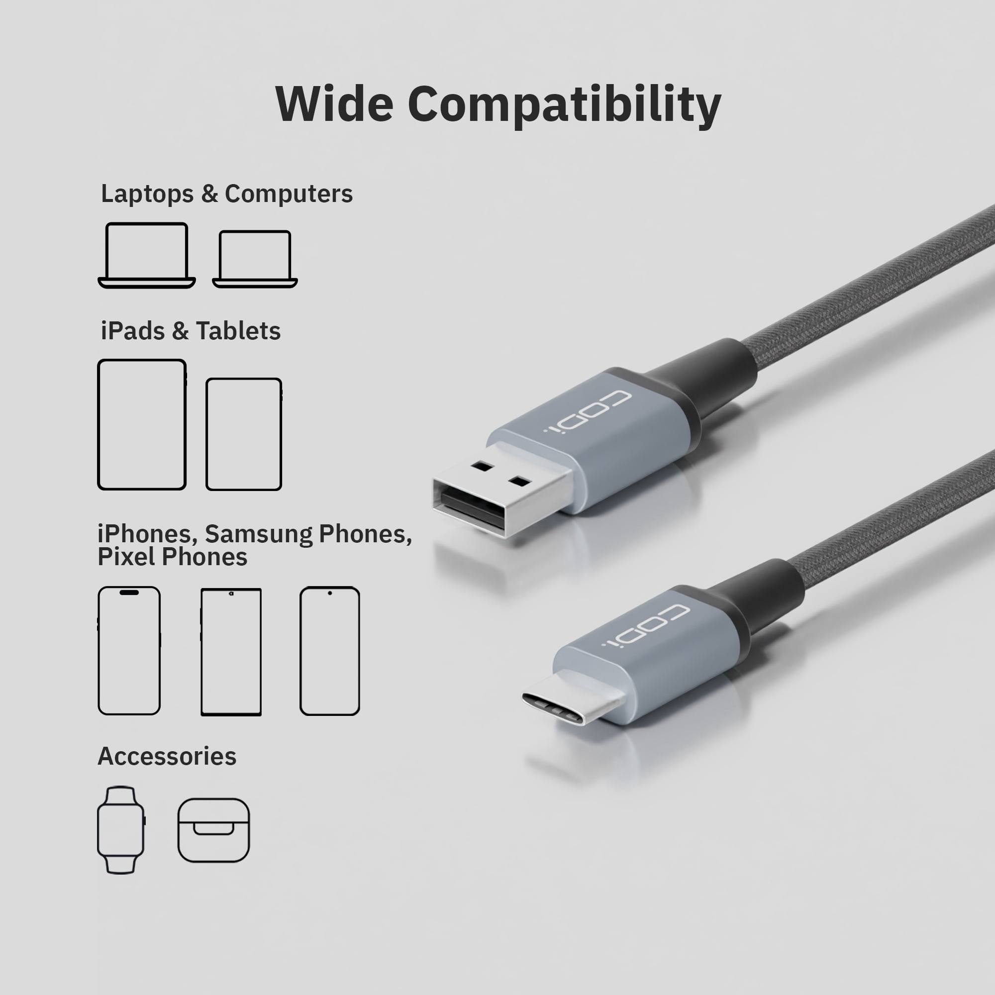CODi USB-A to USB-C Cable - Thumbnail 3