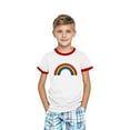 thumbnail image 4 of FamilyThread Girls Boys Short Sleeve Raglan T Shirts Kids Rainbow Striped Summer Tops Crewneck Basic Rainbow Graphic Tees 3-13 Years, 4 of 8