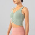 thumbnail image 2 of vigerkar Womens U Back Sports Bra - Wireless Padded Ruched V Neck Workout Gym Yoga Crop Top (Green, L), 2 of 9