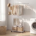 thumbnail image 4 of Costway Rolling Clothes Rack, Double-Rod Extendable Garment Stand for Hanging Clothes, 4 of 10