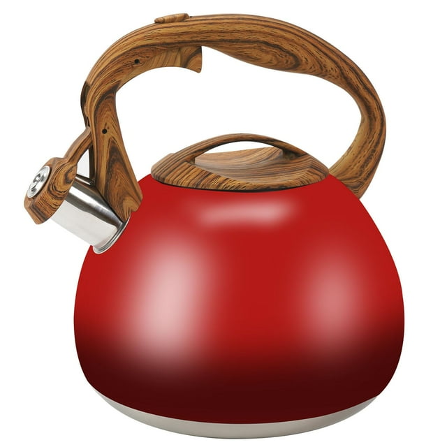 Tetera Foedo Festive Red Stovetop Whistling, 3 L, acero inoxidable