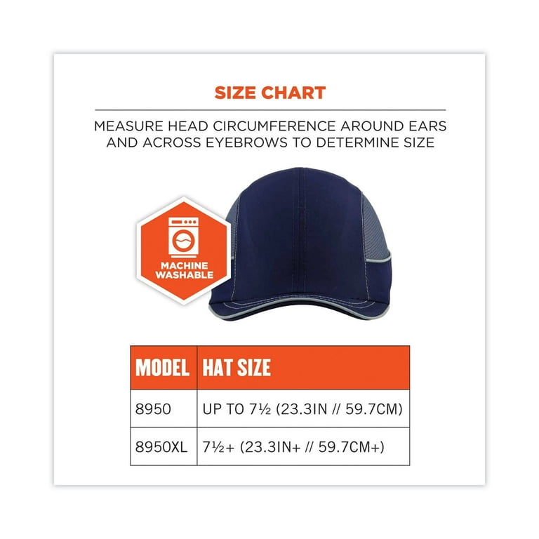 Skullerz 8950XL XL Bump Cap Hat, Short Brim, Navy, Ships in 1-3 Business Days