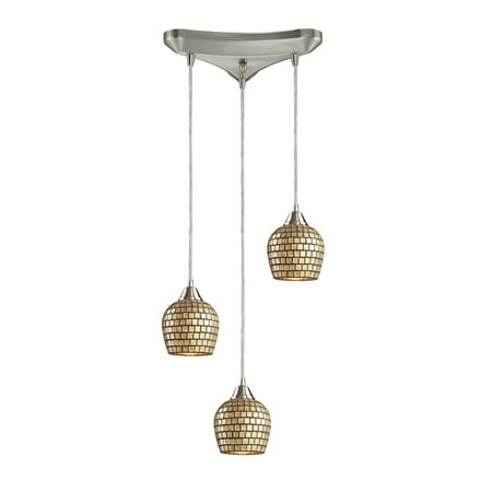 

Elk Home Fusion 10 Wide 3-Light Pendant - Satin Nickel with Gold Leaf Mosaic