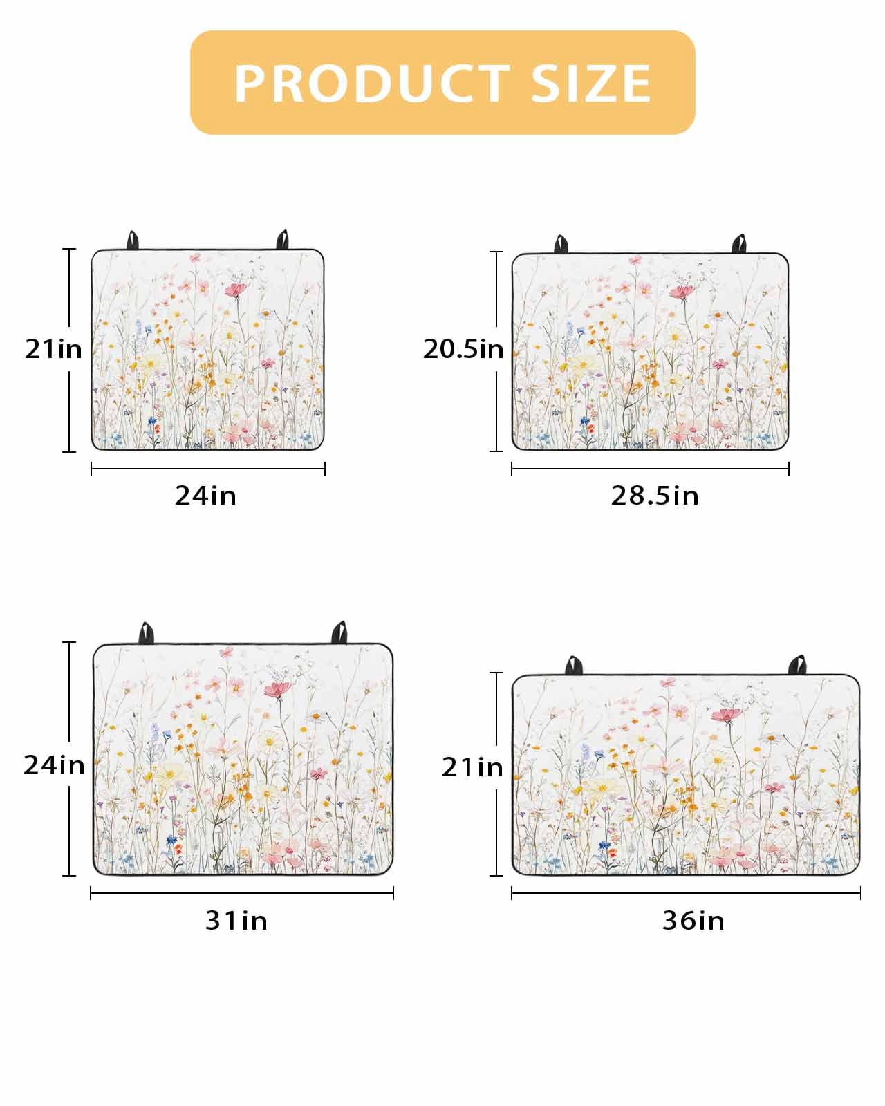 nqOlkjepod Large Induction Cooktop Protector Mat 24"x21", Spring Wildflowers Stove Top Covers for Electric Stove, Pastoral Rustic Farmhouse Botanical Stove Burner Cover Mats, Glass Top Stove Cover