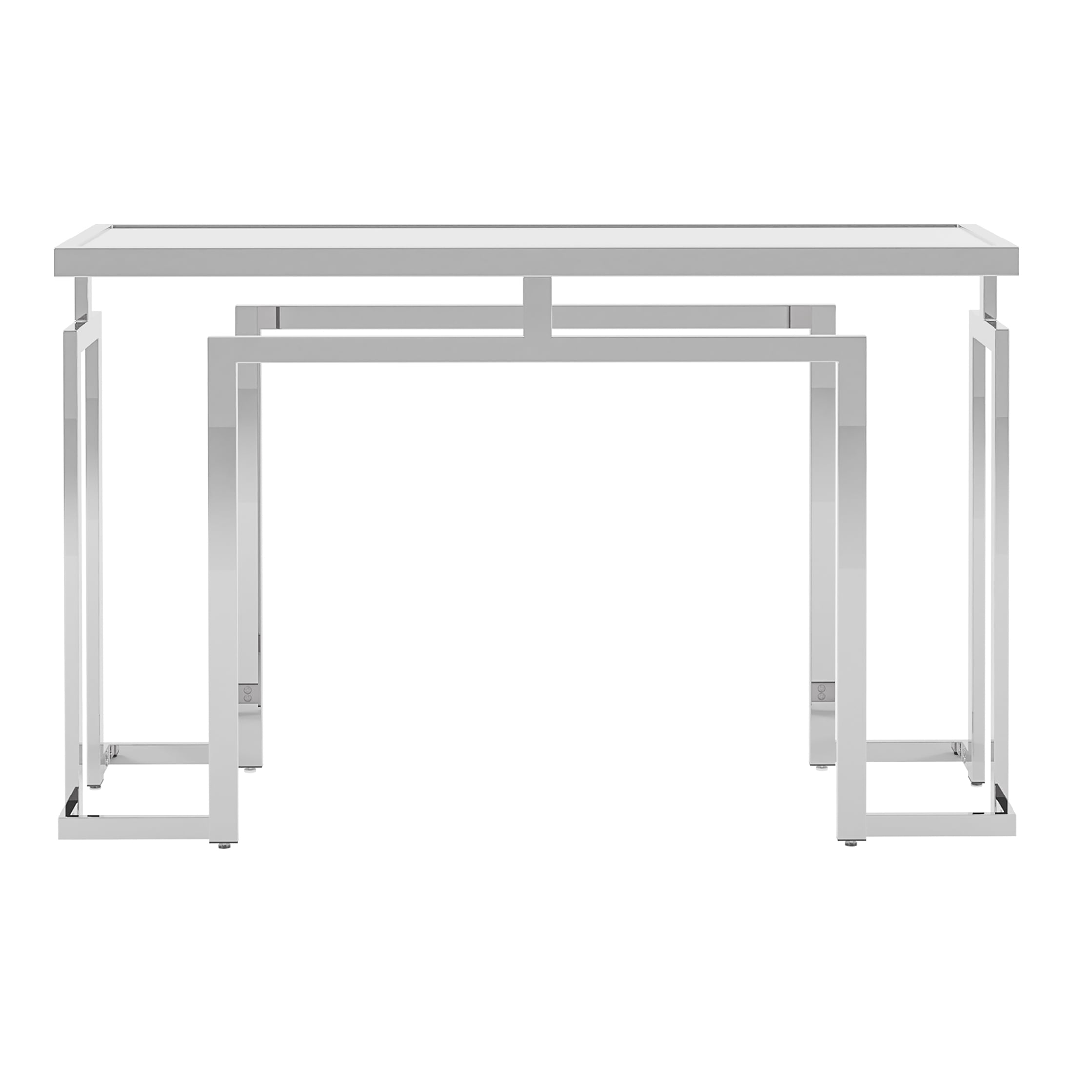 Furniture of America Gendry Glass Top Console Table, Chrome