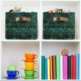 thumbnail image 6 of Yayeee Canvas Storage Basket with Handles for Shelves Fabric Bins Closet Organizer, Green Art Abstract Pattern, 6 of 8