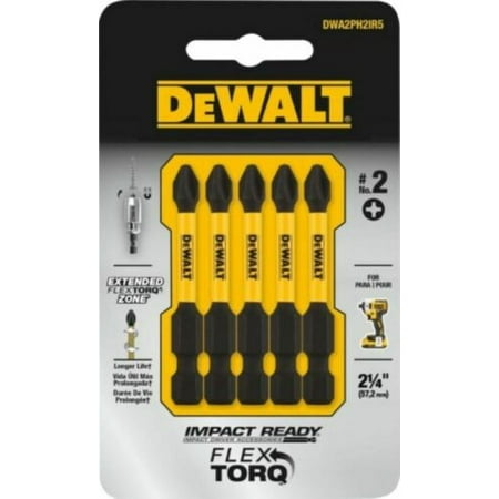 

DEWALT DWA2PH2IR5 Impact Ready Phillips #2 S X 2 in. L Power Bit Steel 5 pc