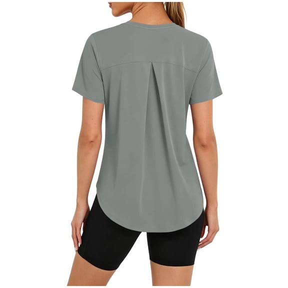 jobturf Quick Dry Workout Shirts for Women UPF 50  Sun Protection Shirt Short Sleeve Running Top Curved Hem Athletic T-Shirt S-3XL