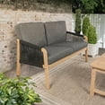 thumbnail image 2 of Arwen Modern Bohemian Roped Acacia Wood Outdoor Loveseat with Cushions, Dark Gray/Light Teak, 2 of 8