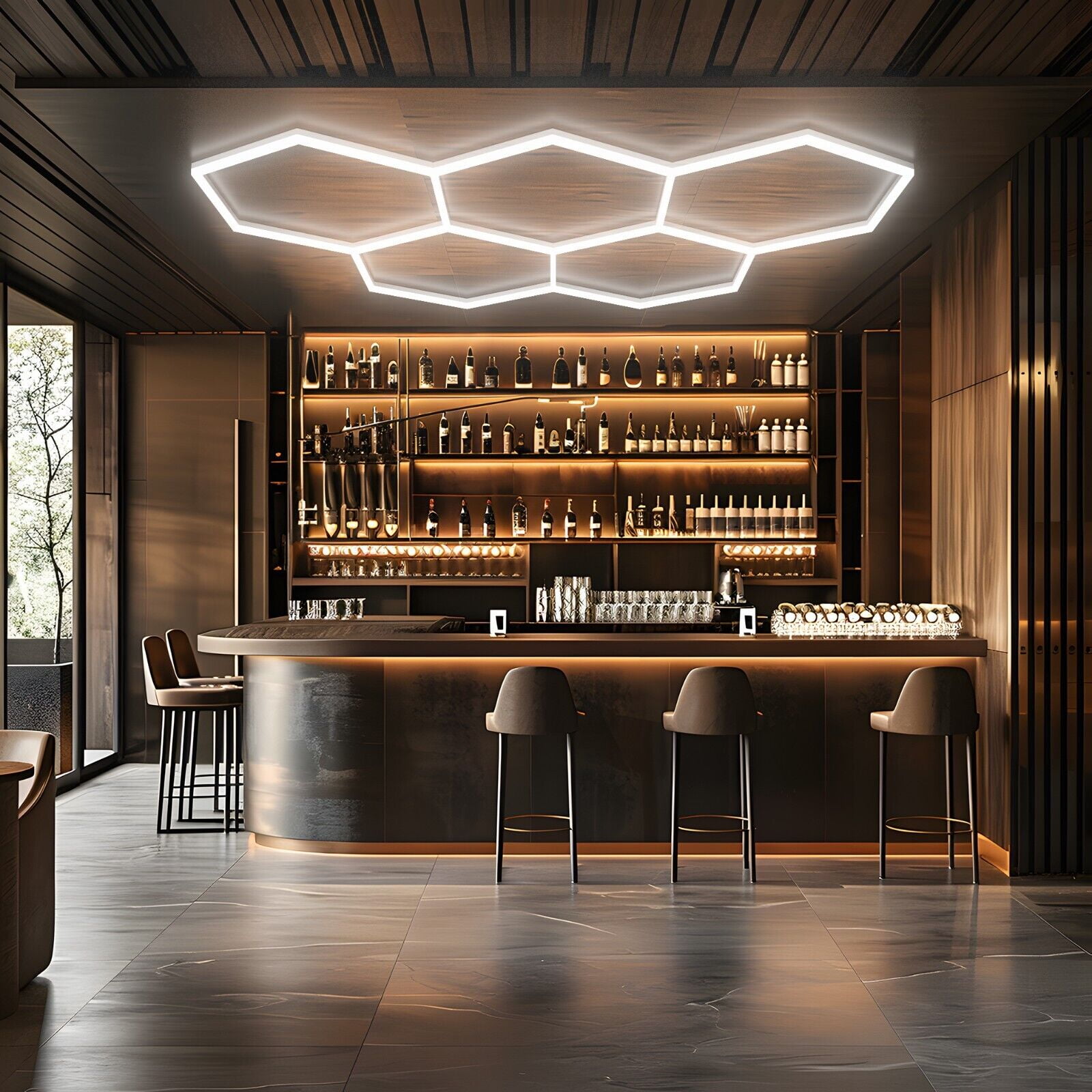 Led Hexagon Ceiling Workshop Lights Luxury Led Garage Gym Hexagonal Light 6500K