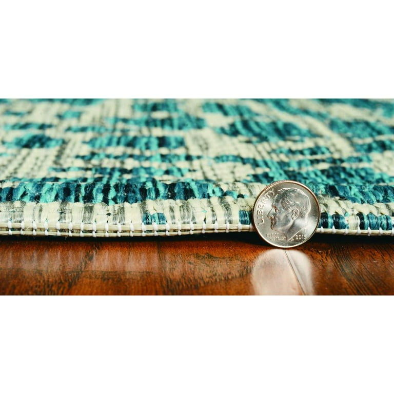 8'X11' Teal Machine Woven Uv Treated Animal Print Indoor Outdoor Area Rug 8'X11' Teal Machine Woven Uv Treated Animal Print Indoor Outdoor Area Rug