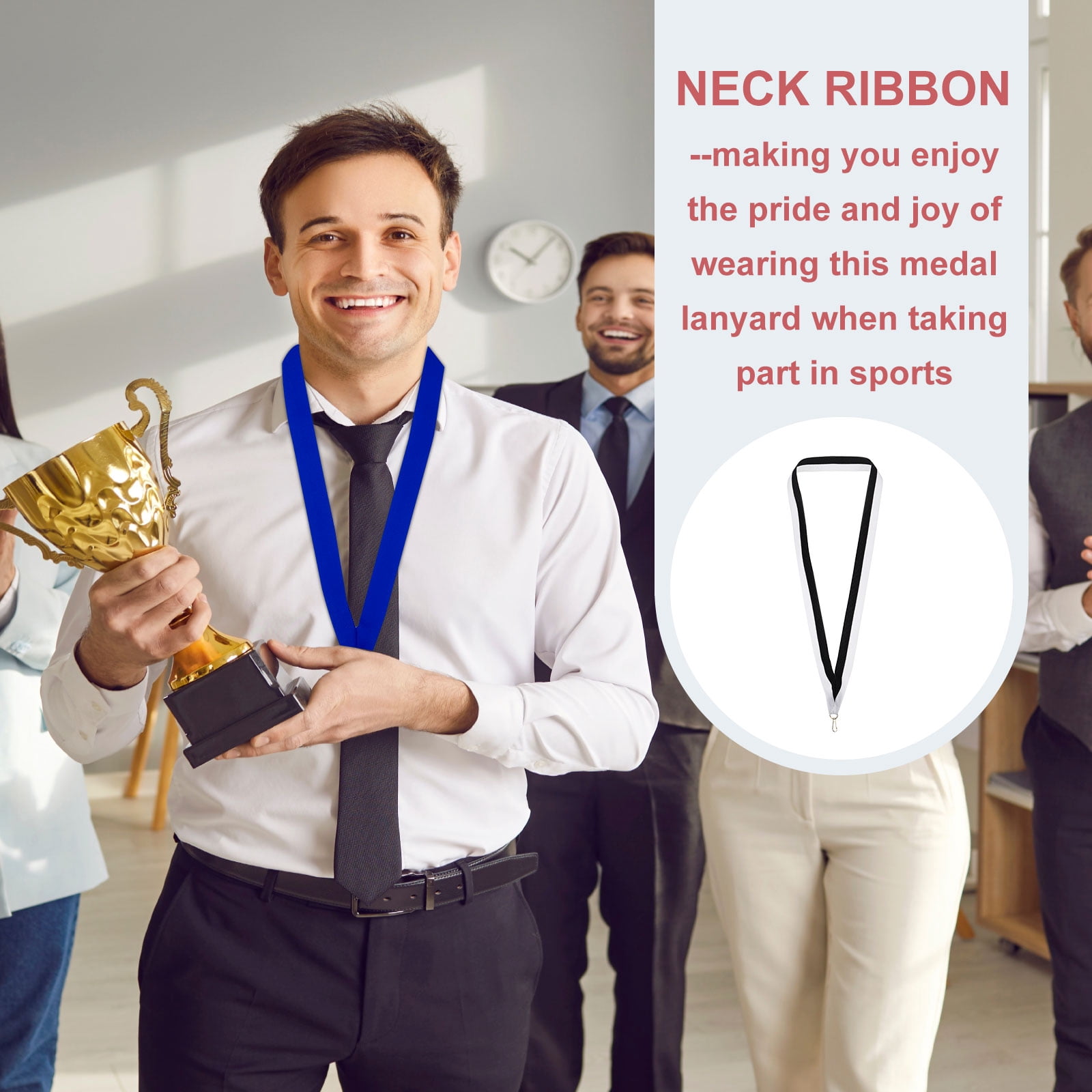 Uxcell 50Pcs Award Neck Ribbons with Snap Clip Medal Lanyards Black/White