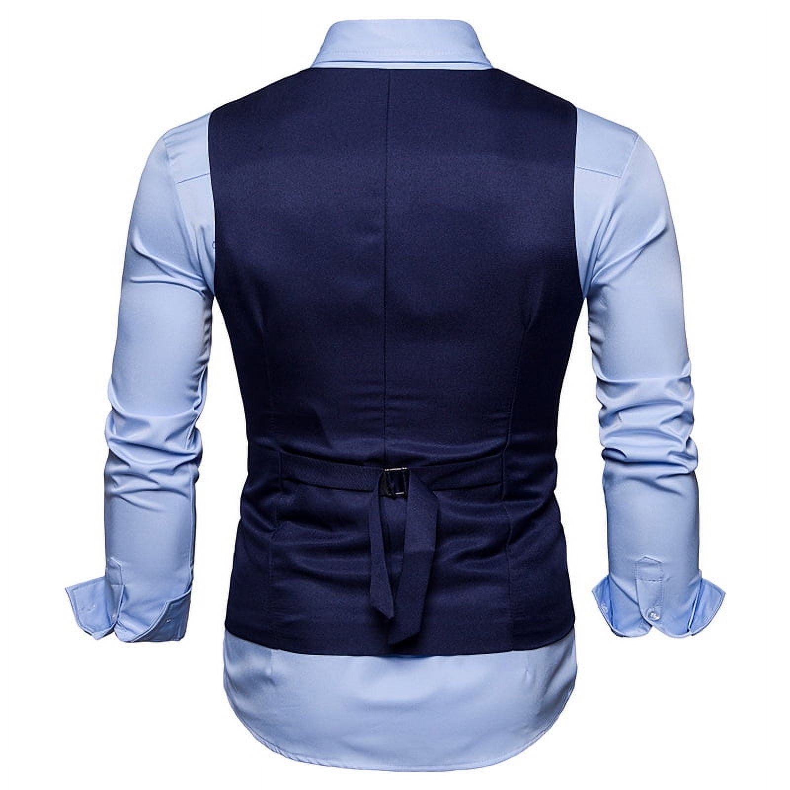 Men's Business Formal Suit Vest Double-breasted Dress Suits Blazer V-neck Trim Waistcoat Wedding Tuxedo Vest