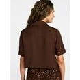 thumbnail image 4 of Time and Tru Women's and Women's Plus Size Palm Crochet Coverup Top, Sizes XS-3X, 4 of 6