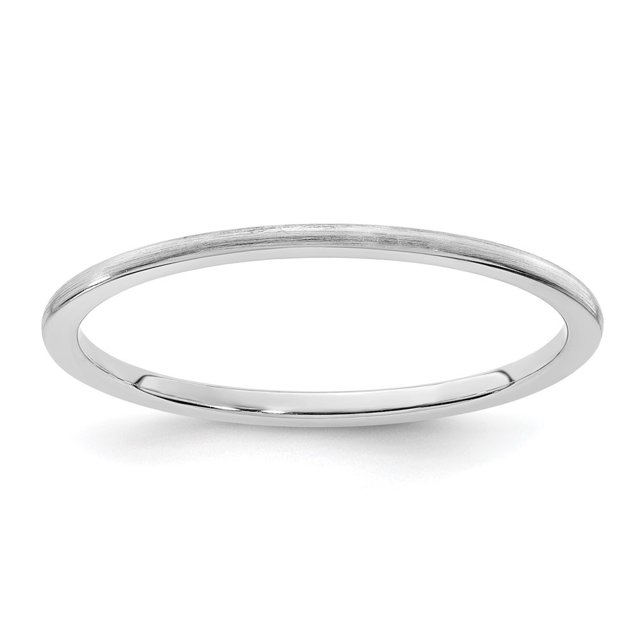 Diamond2Deal 14k Blanc Gold 1.2mm Demi-Rond Satin Femme Empilable Taille de Bande 4.5