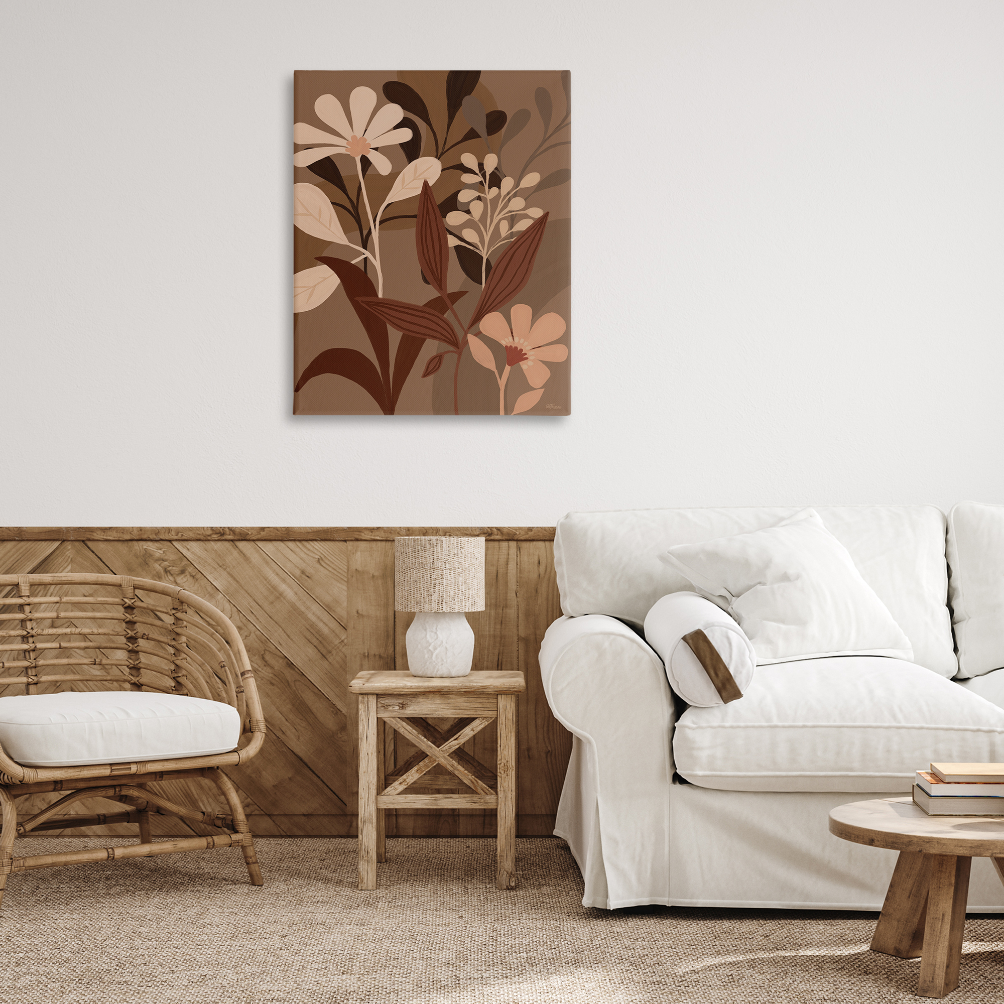 Stupell Industries Muted Boho Botanicals Plants & Flowers Painting Wrapped Canvas Art Print Wall Art, 30 x 40