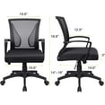 thumbnail image 3 of Furniwell Office Chair Home Office Desk Chair Mid Back Mesh Desk Chair Ergonomic Lumbar Support Computer Chair Swivel Rolling Task Chair with Armrest (Black), 3 of 7