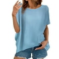 thumbnail image 2 of Yuwull Womens Summer Tops Women'S Tops Fashion Women Summer Solid Top Round-Neck Short Sleeve Side Slit Casual T-Shirt Blouse Womens Plus Size Tops On ClearanceXXXXXL(5XL), 2 of 8