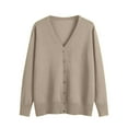thumbnail image 4 of V-Neck Knit Base Layer, Long Sleeve Cardigan, Casual Everyday Top Beige L , Cardigan, 4 of 5