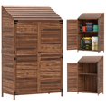 thumbnail image 1 of Outsunny Remise en Bois, Armoire de Rangement Extérieure à Doubles Portes, Brun Mélangé, 1 of 10