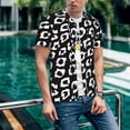 thumbnail image 6 of Zufioo Black Leopard Print Men's Baseball Short Sleeve, Moisture Wicking Button-Down Hip Hop Tee-3X-Large, 6 of 7