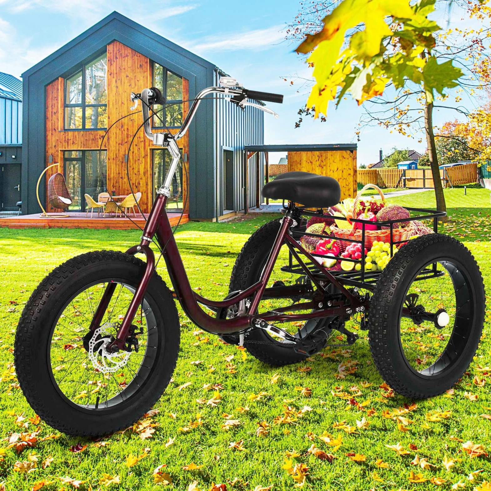 HOMBOM 20 Inch Fat Tire Adult Tricycle,3 Wheel 7 Speed Cruiser Bike