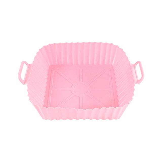 Grand Panier en Silicone pour Friteuse, Plateau Carré/rond Antiadhésif, Accessoires pour Friteuse à Air, Tapis de Cuisson pour Friteuse, Panier en Papier Réutilisable