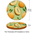 thumbnail image 3 of Cantaloupe 6PCS Round Microfiber Leather Coasters, 11x11 cm/4.3x4.3 in, Drink Mats for Home and Office, Set of 6 Square Cup Coasters, 3 of 6