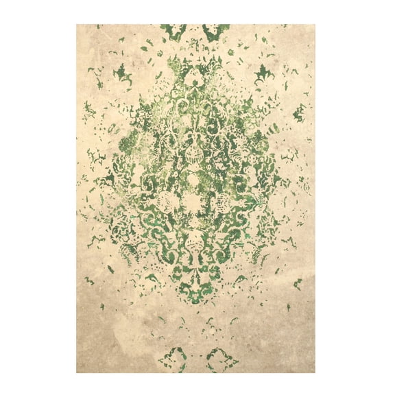 Bohemian Medallion Rug - Distressed Traditional Area Rug 4'4 x 6'3 - Green Home Decor