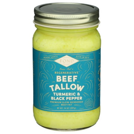 (Pack of 4) Fond Bone Broth Beef Tallow Turmeric Black Pepper 14 oz