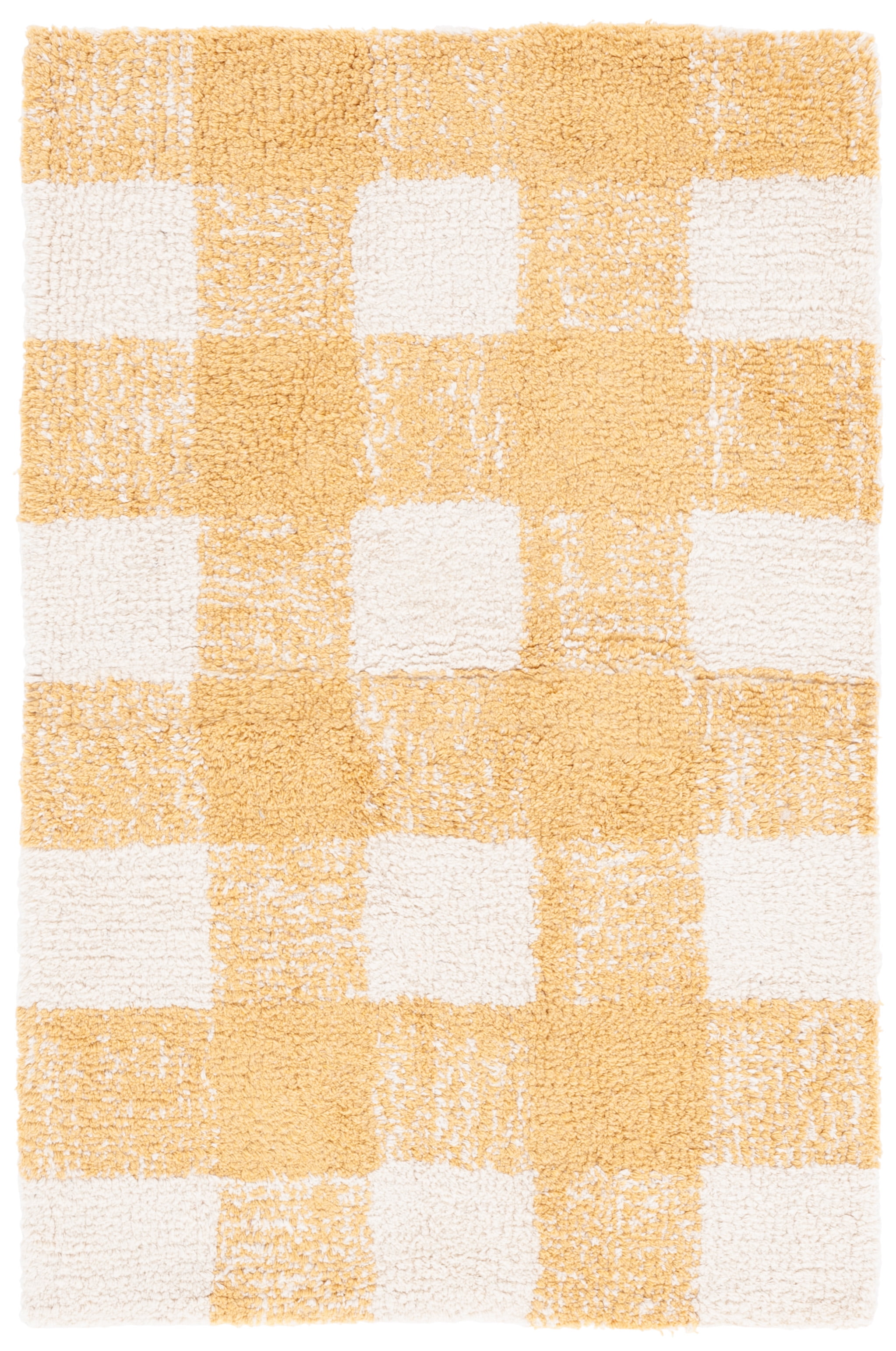 SAFAVIEH Easy Care Maggie Plaid Area Rug, Ivory/Gold, 3' x 5'