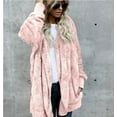 thumbnail image 1 of Double Fleece Cardigan Jacket Women Solid Color Long Sleeve Plush Warm, 1 of 7