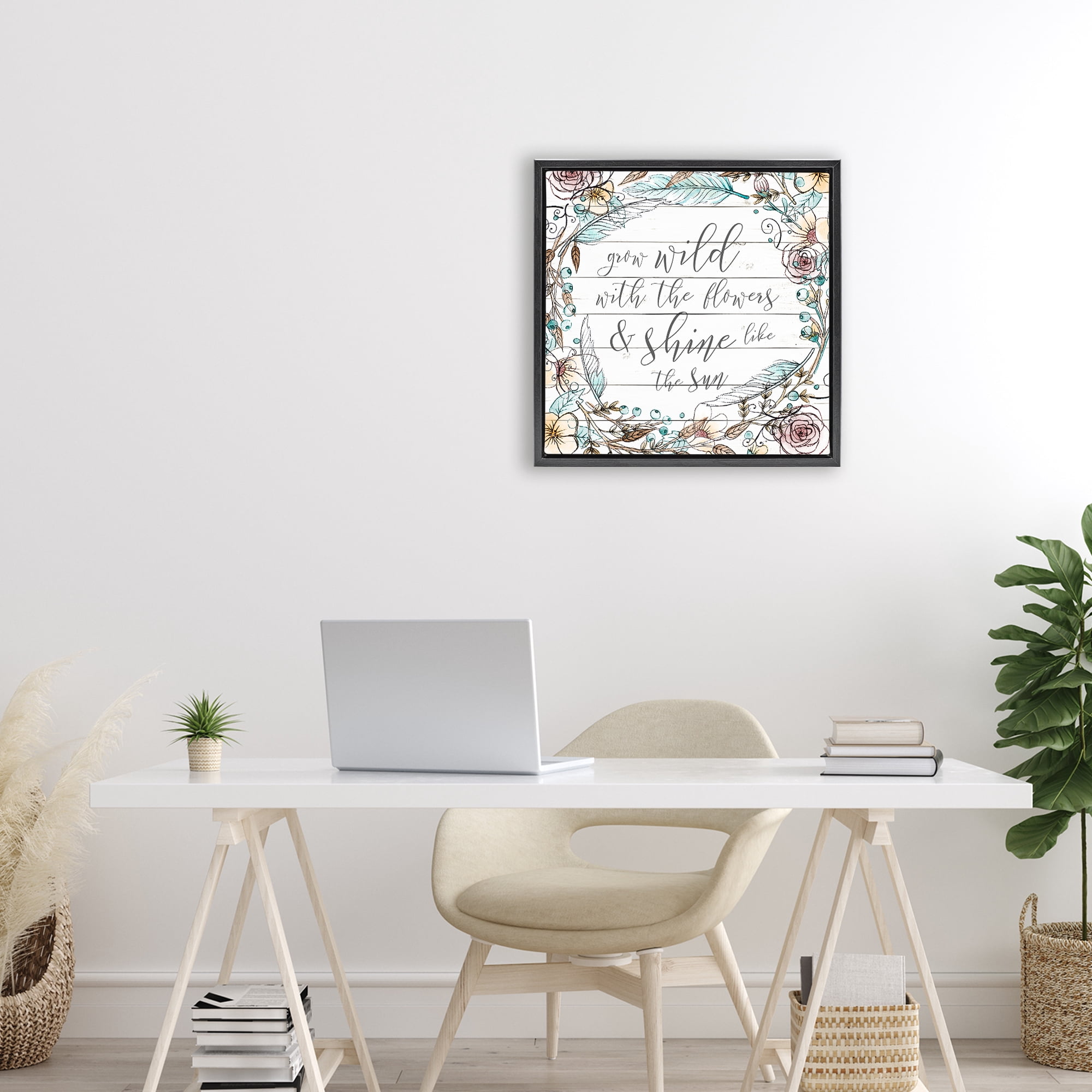 Stupell Industries Grow Wild With Flowers Black Framed Floater Canvas Wall Art, design by SD Graphics Studio