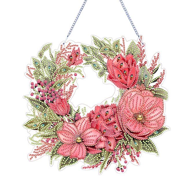 Guirnalda Taladro Puntual Pintura Artística Con Diamantes Forma Especial + Flores Redondas