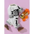 thumbnail image 3 of Infant Baby Boys Halloween Casual Jumpsuit Long Sleeve Crew Neck Skeleton Print Romper, 3 of 5
